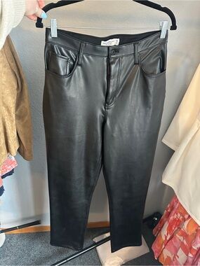 Abercrombie & Fitch Black Faux Leather Ultra High Rise Pants